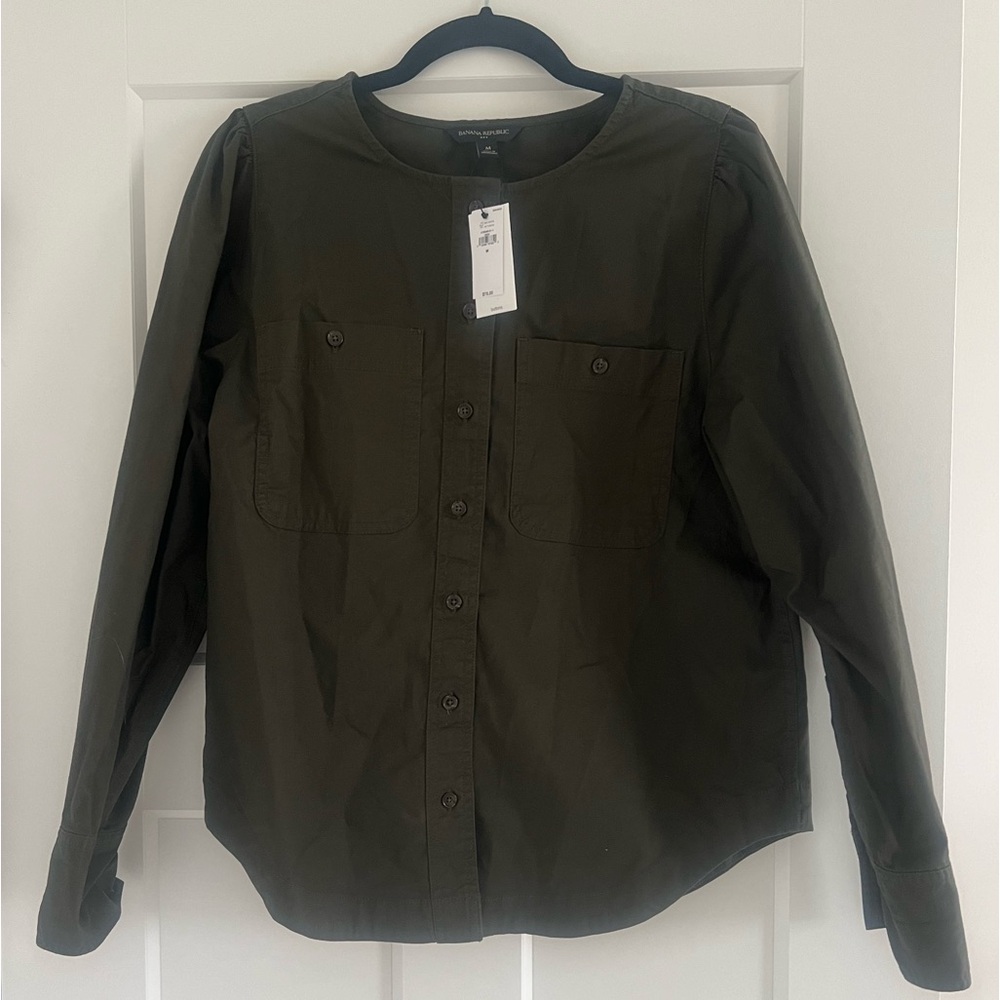 Puff sleeve button down shirt